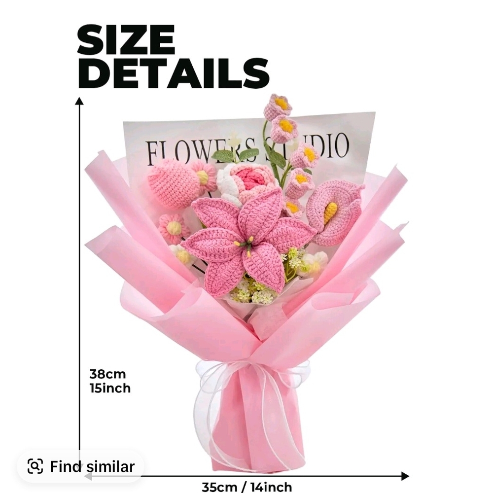 Pink Crochet Flower Bouquet